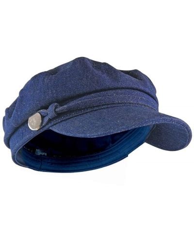 Sock Snob Ladies Cotton Peaked Denim Or Corduroy Baker Boy Hat Fiddler Cap - Blue