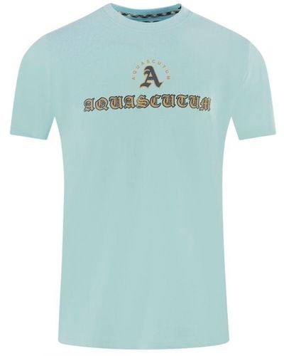 Aquascutum Script Logo Grey T-shirt - Blauw