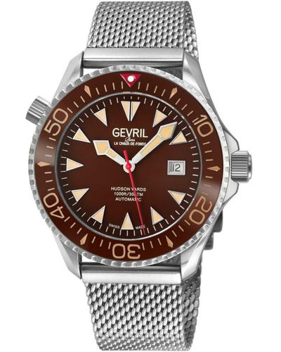 Gevril Hudson Yards Chocolate Dial Swiss Automatic Watch - Metallic