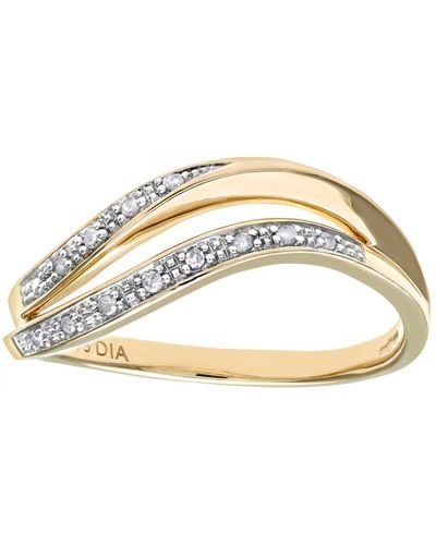DIAMANT L'ÉTERNEL 9Ct Diamond Pave Set Double Wave Half Eternity Ring - Metallic