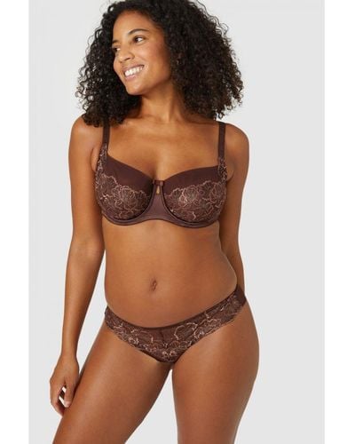 Gorgeous Heritage Bloom Embroidery Brief - Brown