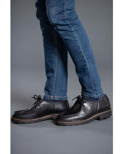 Farah Black Leather 'sheffield' Lace Up Wallabe Shoes
