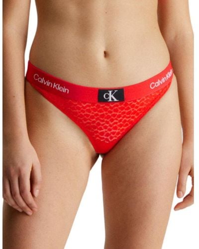 Calvin Klein 000Qf7175E Lace Thong - Red