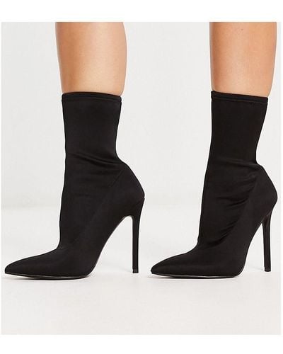 ASOS Wide Fit Eleanor High Heeled Sock Boots - Black