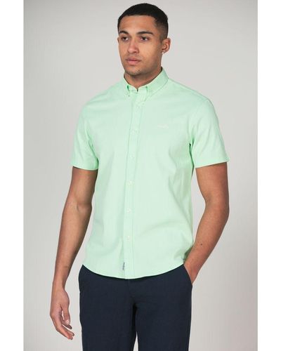 Tokyo Laundry Cotton Short Sleeved Button-Up Oxford Shirt - Green
