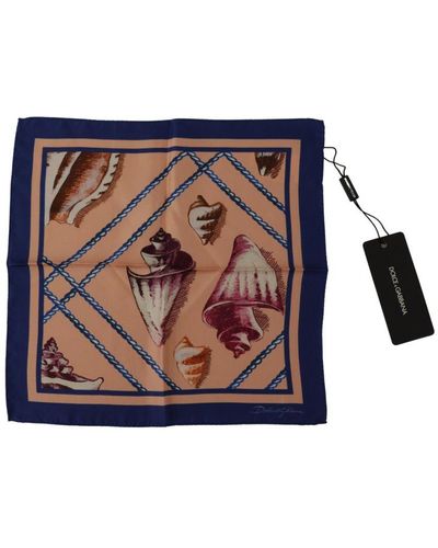 Dolce & Gabbana Silk Seashells Printed Square Handkerchief Scarf - Multicolour
