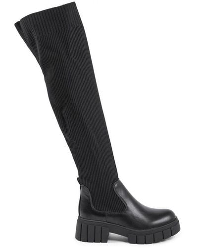19V69 Italia by Versace High Boot Leather - Black