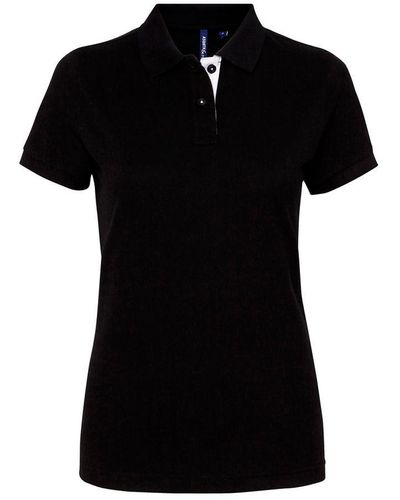 Asquith & Fox Ladies Short Sleeve Contrast Polo Shirt (/ ) - Black