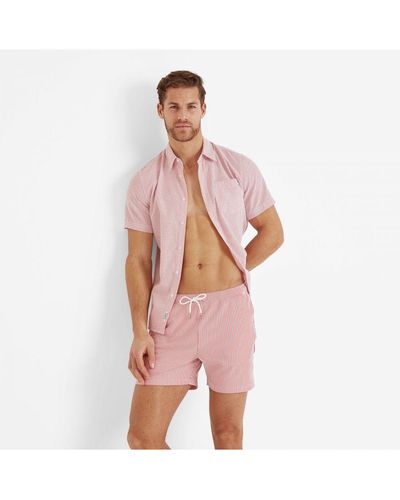 TOG24 Fenton Stripe Shirt Washed Seersucker Cotton - Pink