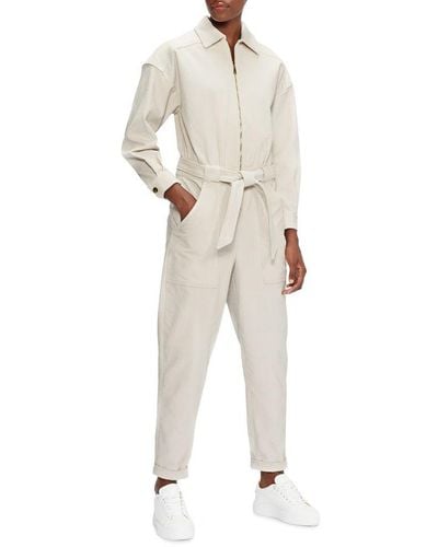 Ted Baker Forisa Cord Zip Front Jumpsuit - Natural