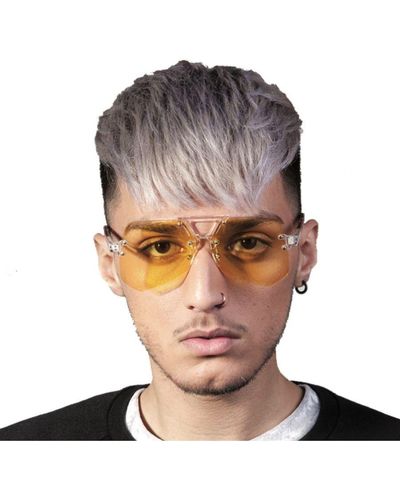 SVNX Clear Frame Geometric Sunglasses With Coloured Lenses - Yellow