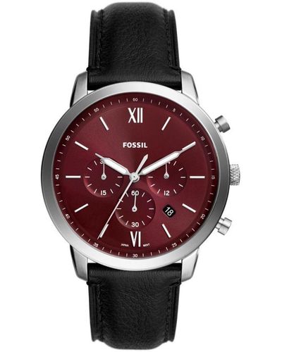 Fossil Neutra Black Watch Fs6016 Leather - Red