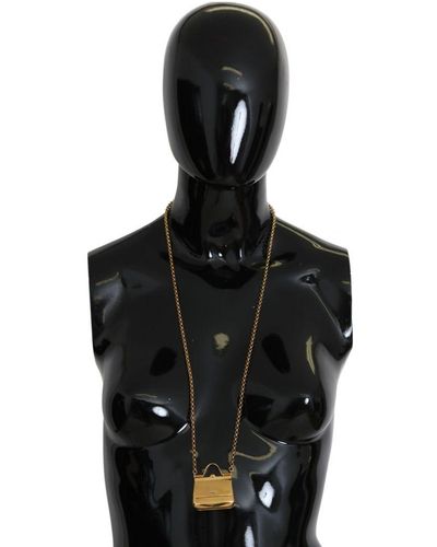 Dolce & Gabbana Bag Sicily Gold Brass Chain Micro Bag Pendant Ketting - Zwart