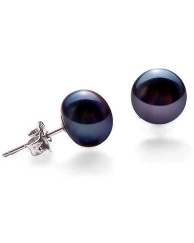 Blue Pearls Oorbellen Met Een Basis Van 925 Zilver En Aa+ Zwarte Gekweekte Zoetwaterparels Van 7-7,5 Mm - Blauw