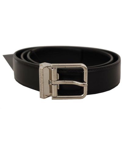 Dolce & Gabbana Calf Leather Tone Metal Buckle Belt - Black