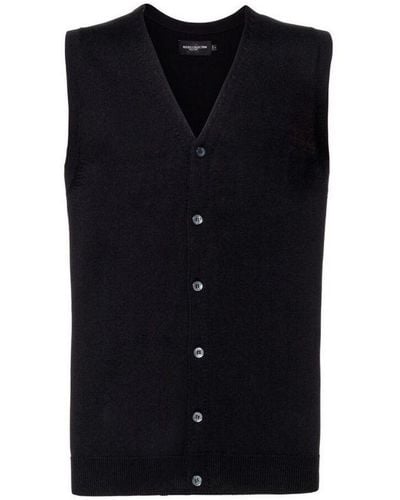 Russell Russell Collectie V-hals Mouwloos Gebreid Vest (zwart) - Blauw