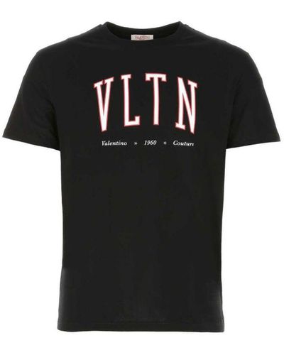Valentino Vltn College-logo-t-shirt Met Print In Zwart