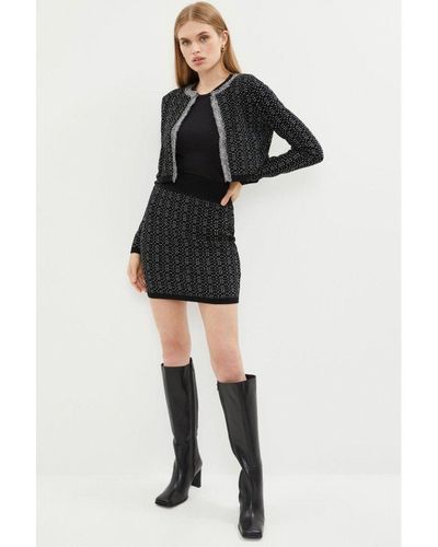 Coast Tweed Knitted Chain Detail Skirt Viscose - White