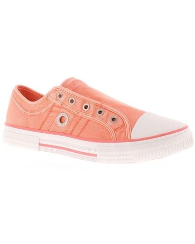 S.oliver Court Shoes Plimsolls Trainers Style Slip On Salmon - Pink