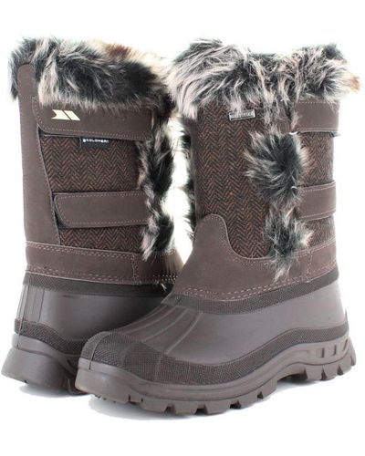 Trespass Brace Waterproof Fleece Lined Winter Snow Boots Rubber - Grey