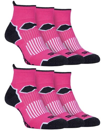 Storm Bloc 6 Pack Ladies Cushioned Ankle Sports Socks With Arch Support - Pink