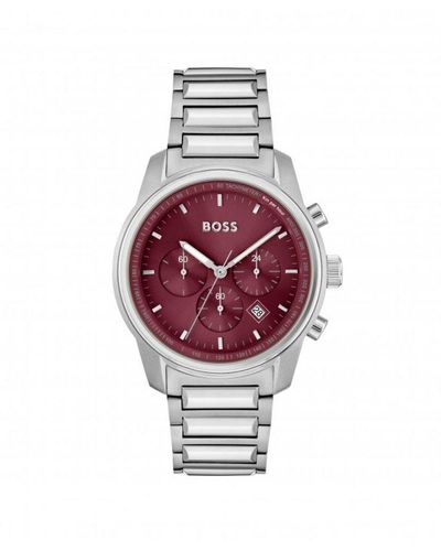 BOSS Trace Stainless Steel Bracelet Watch - Red