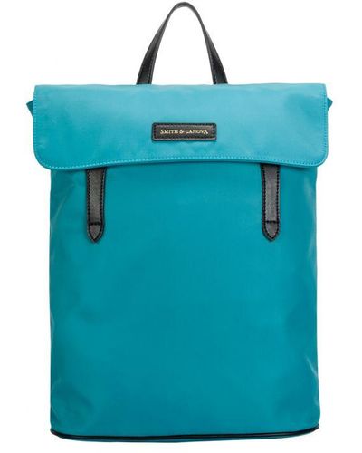 Smith & Canova Nylon Flapover Backpack - Blue