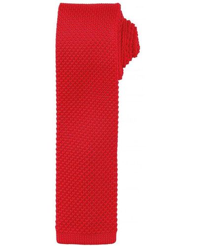 PREMIER Adult Slim Knitted Tie () - Red