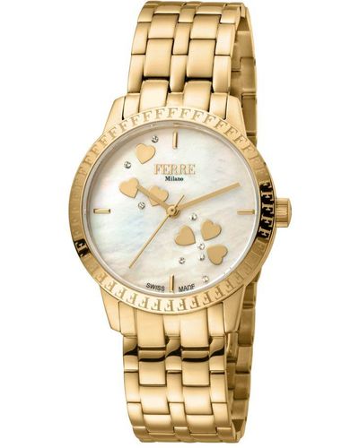 Ferré Ladie's Champagne Mother Of Pearl Dial Gp Stainless Steel Watch - Metallic