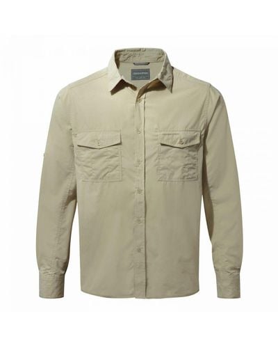 Craghoppers Kiwi Long-Sleeved Shirt (Oatmeal) - Green