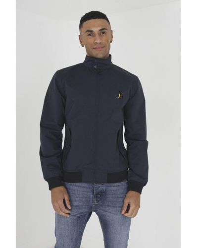 Brave Soul 'Falcon' Harrington Jacket With Ribbed Cuffs - Blue