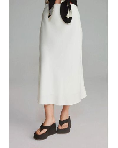 GUSTO Satin Asymmetric Midi Skirt - Grey