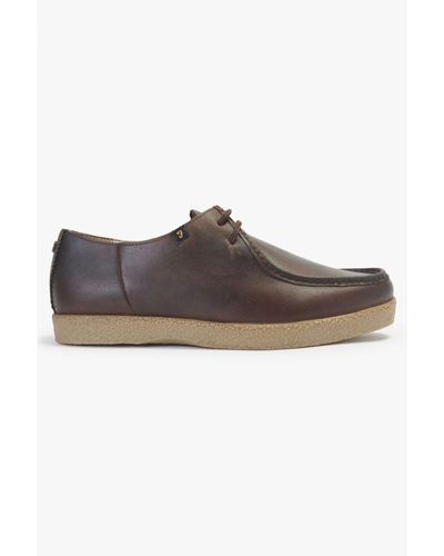Farah Brown Leather 'sander' Lace Up Wallabe Shoes