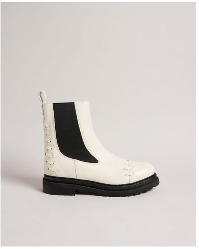 Ted Baker Lukki Chelsea Boot With Whipstitch Detail, Leather - White