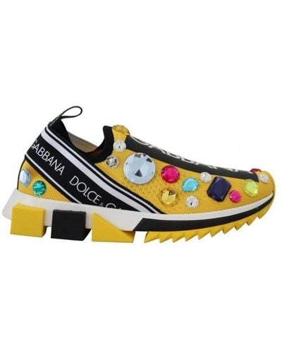 Dolce & Gabbana Sorrento Crystals Trainers Shoes - Yellow