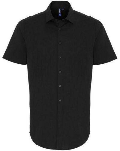 PREMIER Stretch Fit Poplin Short Sleeve Shirt () - Black