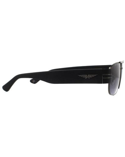 Police Rectangle Matte Gunmetal Gradient Sunglasses - Black