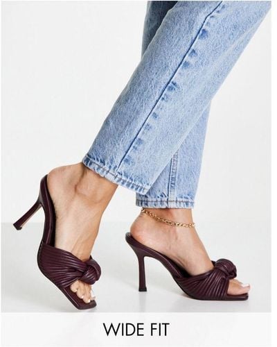 ASOS Wide Fit Nadina Knotted High Heeled Mules - Blue