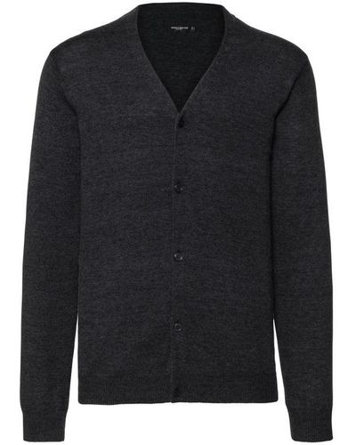 Russell Collection V-Neck Knitted Cardigan ( Marl) - Black