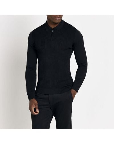 River Island Long Sleeve Muscle Fit Jumper - Blue
