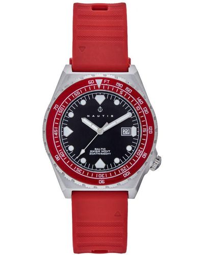 Nautis Baltic Strap Watch W/date Stainless Steel - Red