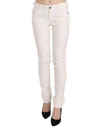 Roberto Cavalli Cavalli 's White Cotton Low Waist Skinny Denim Pants Jeans - Wit
