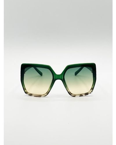 SVNX Oversize Cateye Sunglasses With Diamante Detail - Green