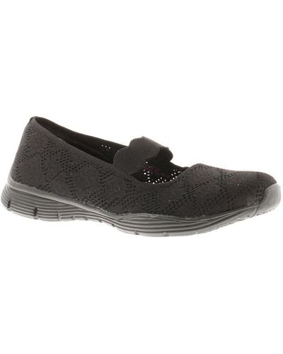 Skechers Flat Shoes Seagar Casual Party Slip On Textile - Black