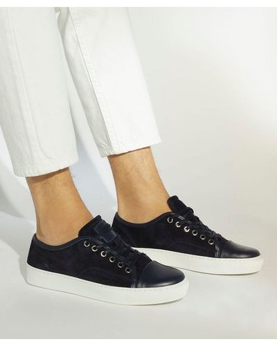 Dune Thorr Suede Toe Cap Lace-Up Trainers - Blue
