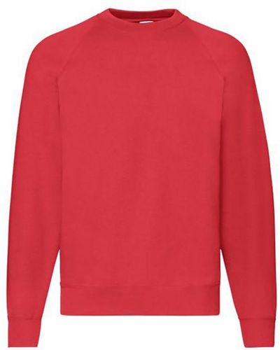Fruit Of The Loom Adults Classic Raglan Sweatshirt (Heather) - Red