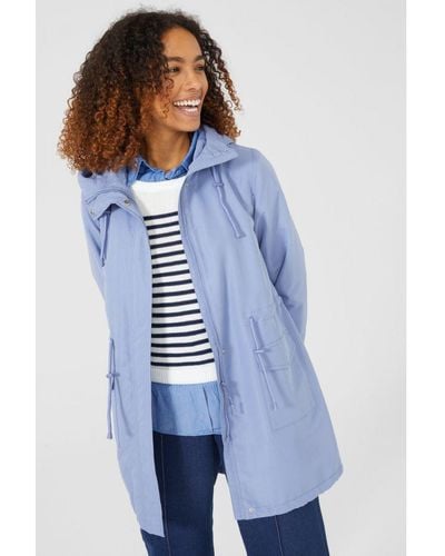 MAINE Fleece Lined Hooded Rain Coat - Blue