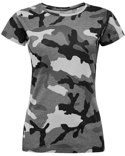 Sol's Camo T-shirt Met Korte Mouwen (grijze Camo) - Zwart