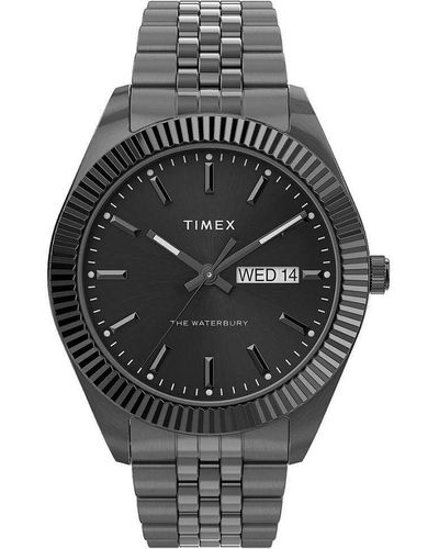 Timex Waterbury Legacy Black Watch Tw2v17700 Stainless Steel - Grey