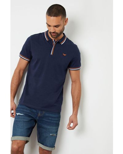 Threadbare Navy 'boswell' Contrast Tipping Cotton Jersey Polo Shirt - Blue